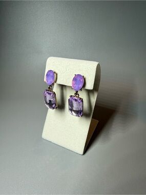 Elegant Purple Drop Crystal Earrings - Women Jewelry